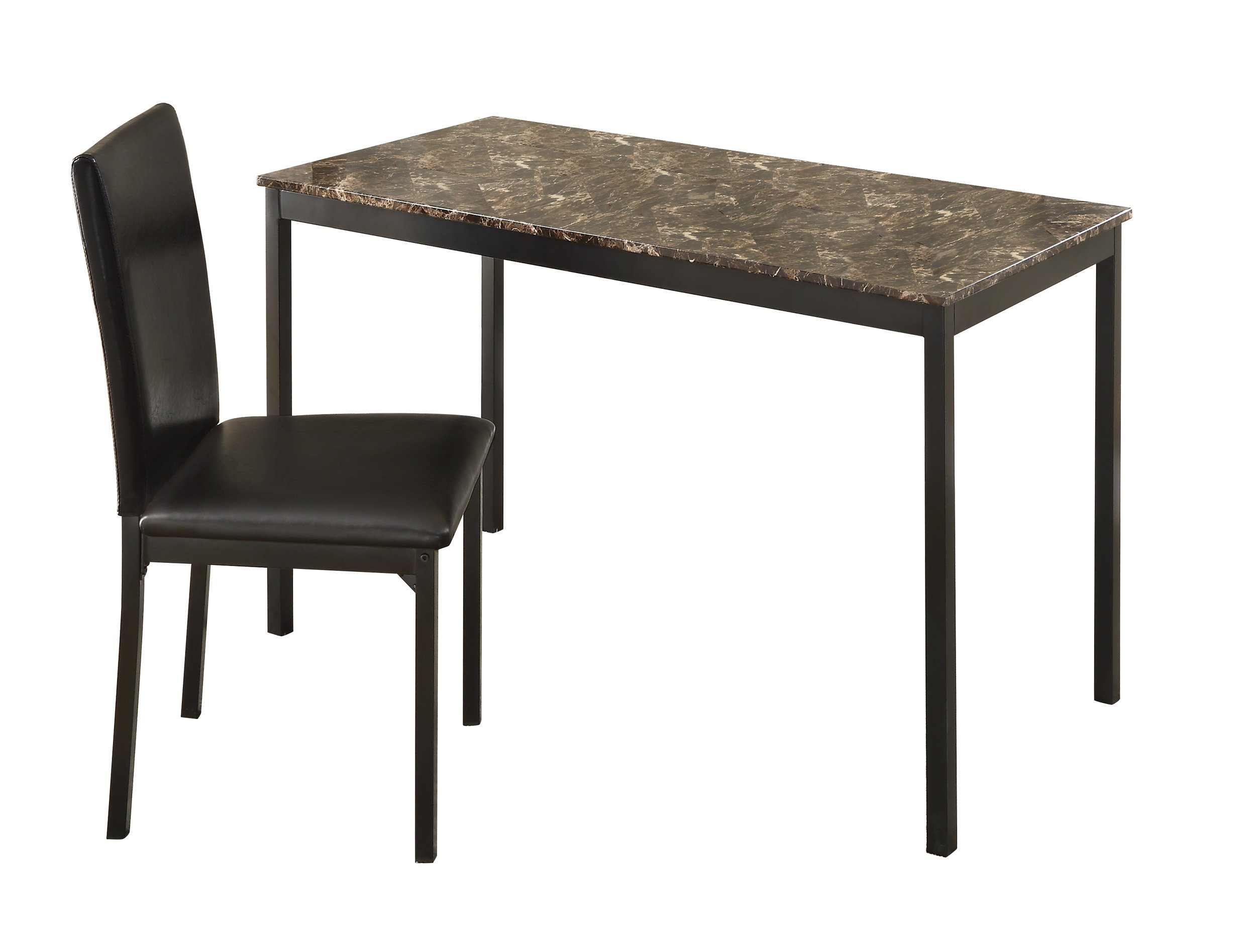 Homelegance Tempe Faux Marble Writing Desk with Chair - Brown Wooden Office Desk for Small Spaces, Home Office & Study Room - Perfect for Remote Work, Online Classes & Crafting