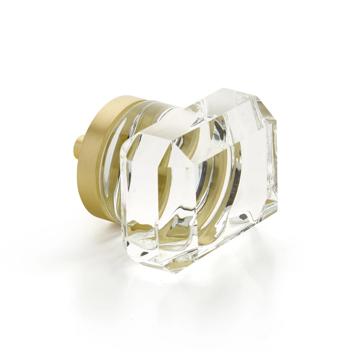 1 3/4 Inch Satin Brass Rectangular Glass Cabinet Knob - Vintage Style Drawer Pull for Kitchen Cabinets, Dressers & Furniture Hardware (Set of 1)