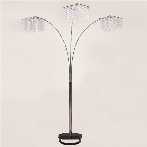Crown Mark Modern Black and Silver Floor Lamp - Adjustable Standing Light for Living Room, Bedroom, or Office - Perfect for Reading, Working, and Ambient Lighting