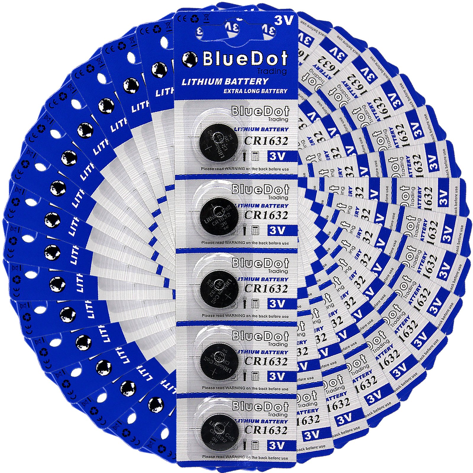 CR1632 Lithium Battery 3V - 100 Pack for Watches, Key Fobs & Cameras