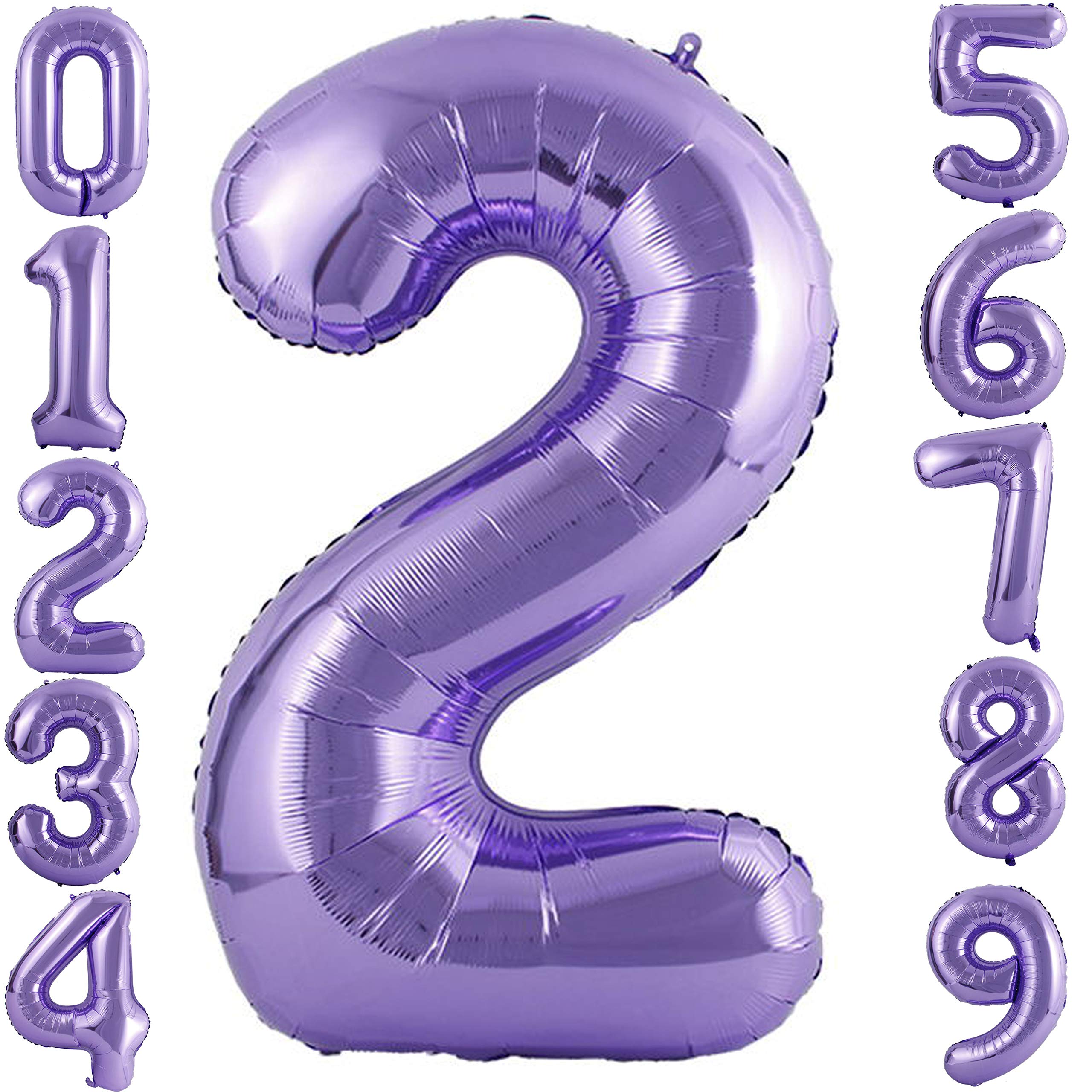 40 Inch Purple Foil Number 2 Balloon for Birthday Parties, Baby Showers & Anniversary Celebrations