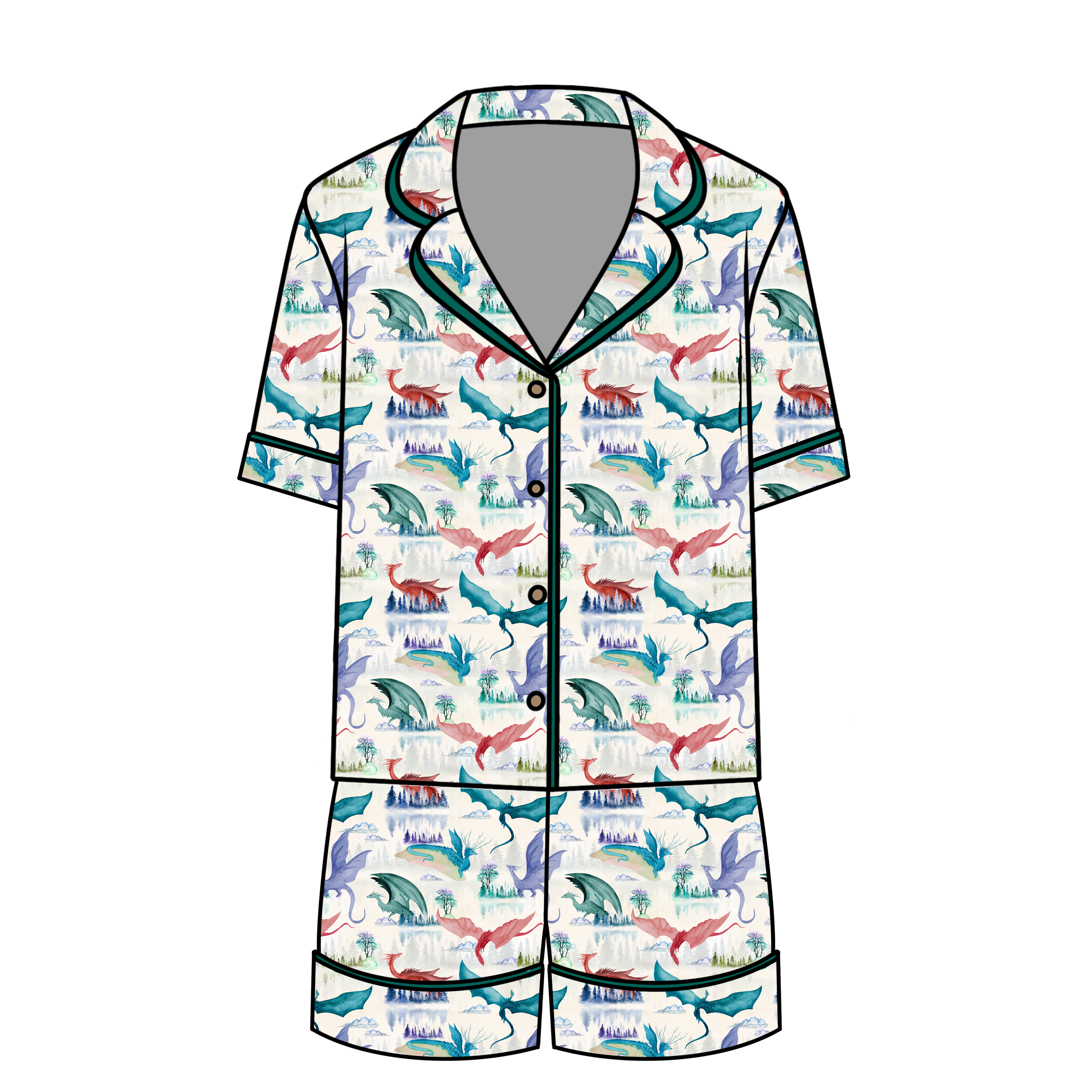 Winged Skies Women's Relaxed Short Sleeve Pajama Set - Soft Sleepwear for Lounge & Nighttime Comfort