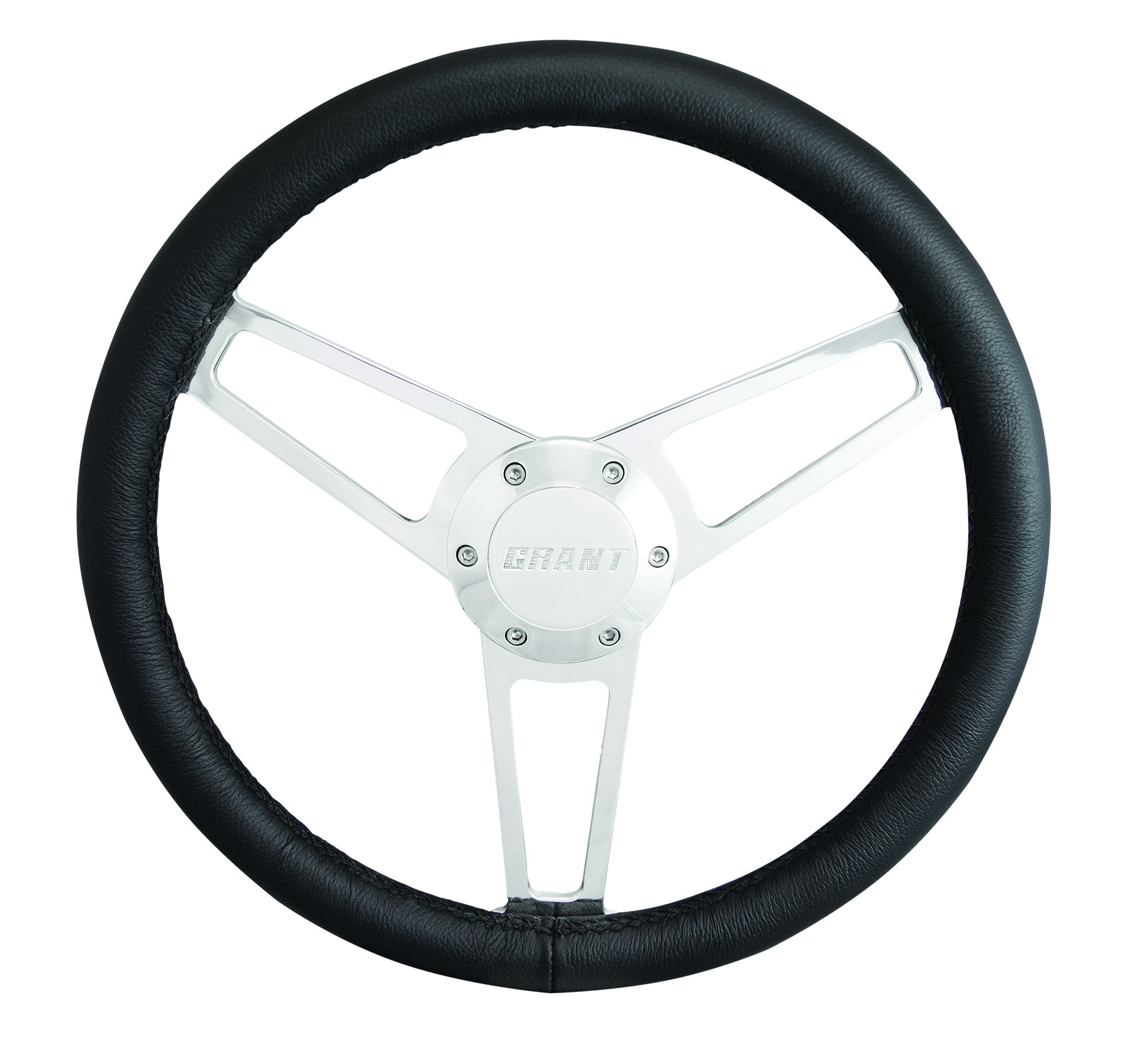 Grant 1906-1 Billet Steering Wheel - Premium Black Leather Wrap (1 Pack) | High-Performance Steering Upgrade for Classic Cars & Hot Rods | Perfect for Restoration Projects & Custom Builds