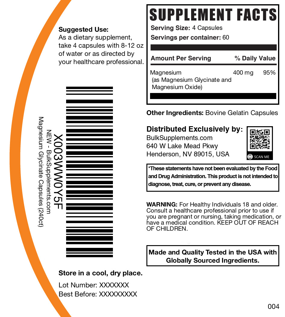 Best Magnesium Glycinate Capsules 500mg - High Absorption Supplement for Sleep, Stress & Muscle Recovery - Vegan & Non-GMO - Supports Relaxation & Heart Health (60 Count) - Perfect for Nighttime Routine & Post-Workout Recovery