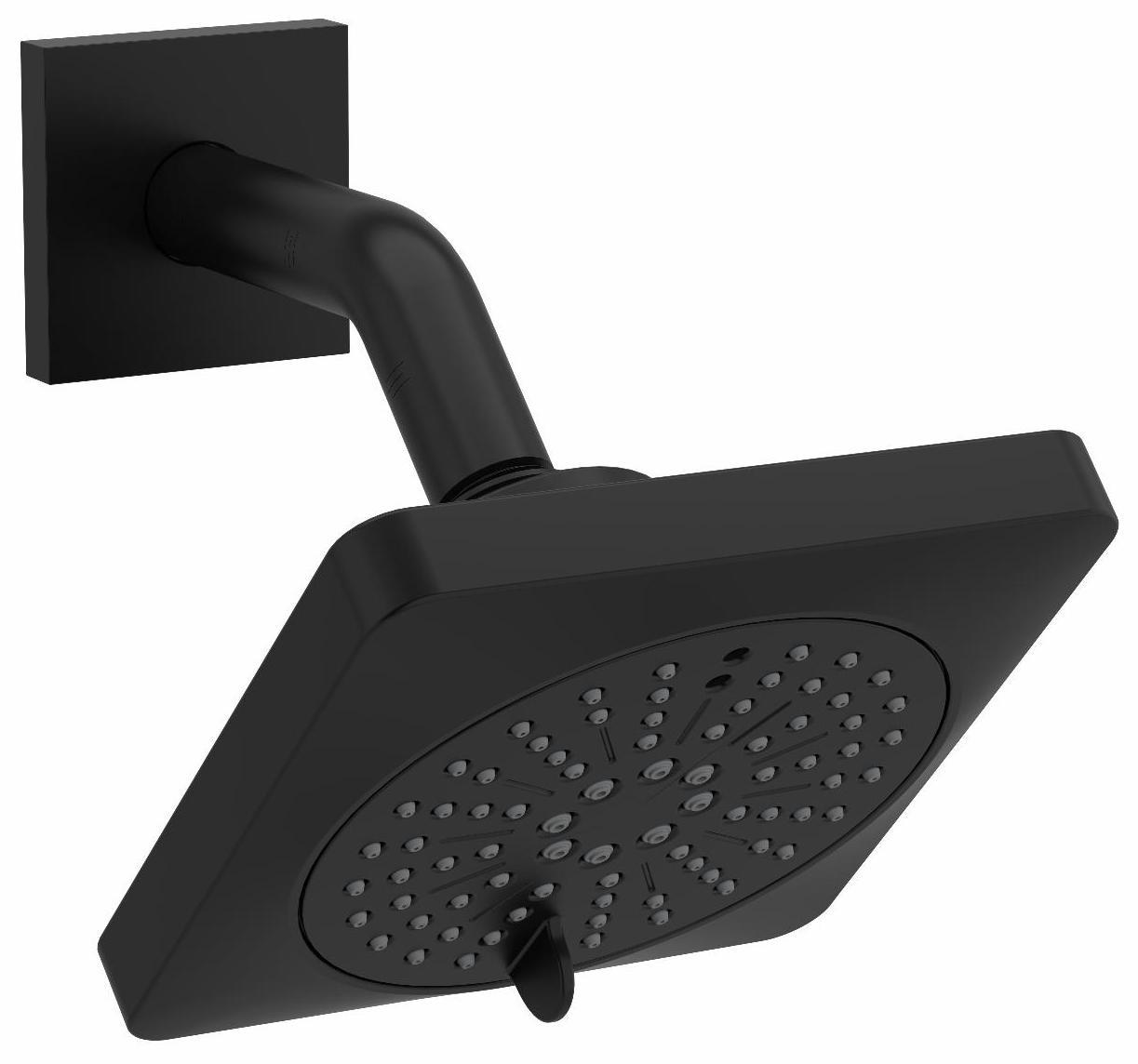 5-Function Square Showerhead with Adjustable Arm - 1.8 GPM Water Saving Design - Matte Black (343BK WS RIOBEL) - Perfect for Modern Bathrooms & Spa-Like Shower Experience