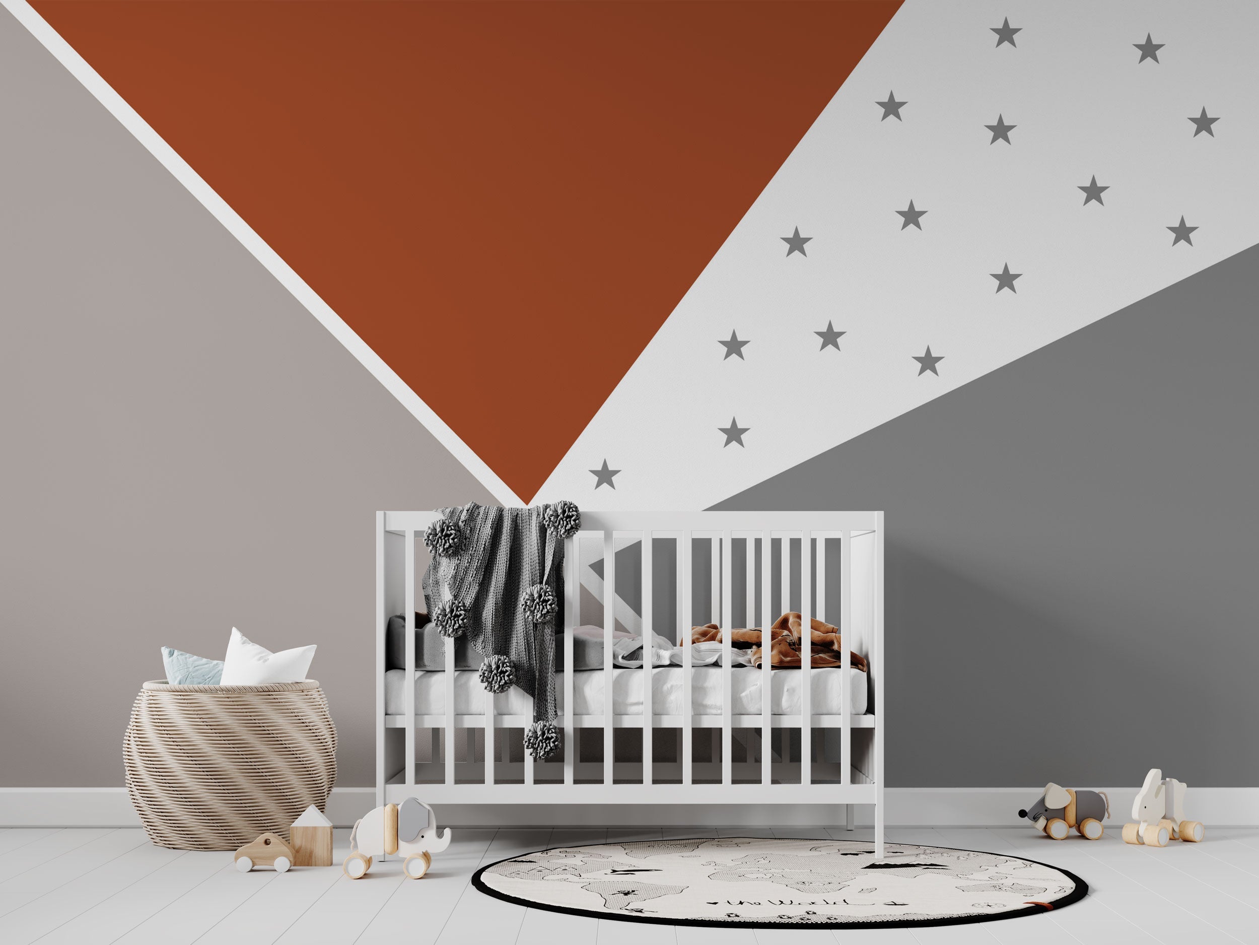 Abstract Stars Kids Nursery Wallpaper Mural - Space Themed Wall Decals for Baby Room & Toddler Bedroom Decor