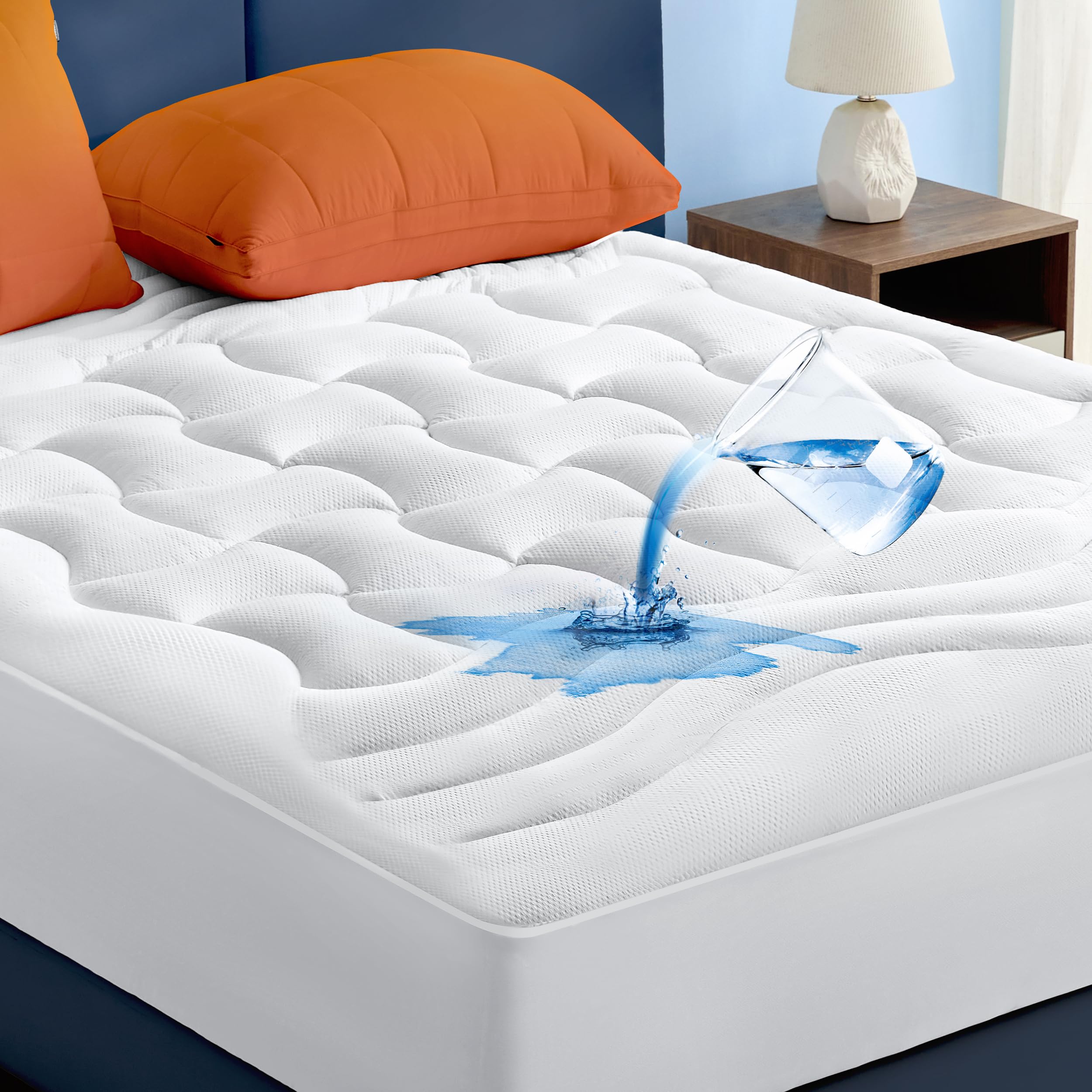 Bedsure Waterproof Mattress Protector Queen Size (60x80 Inches) - Quilted Fitted Mattress Pad Topper with 8-21