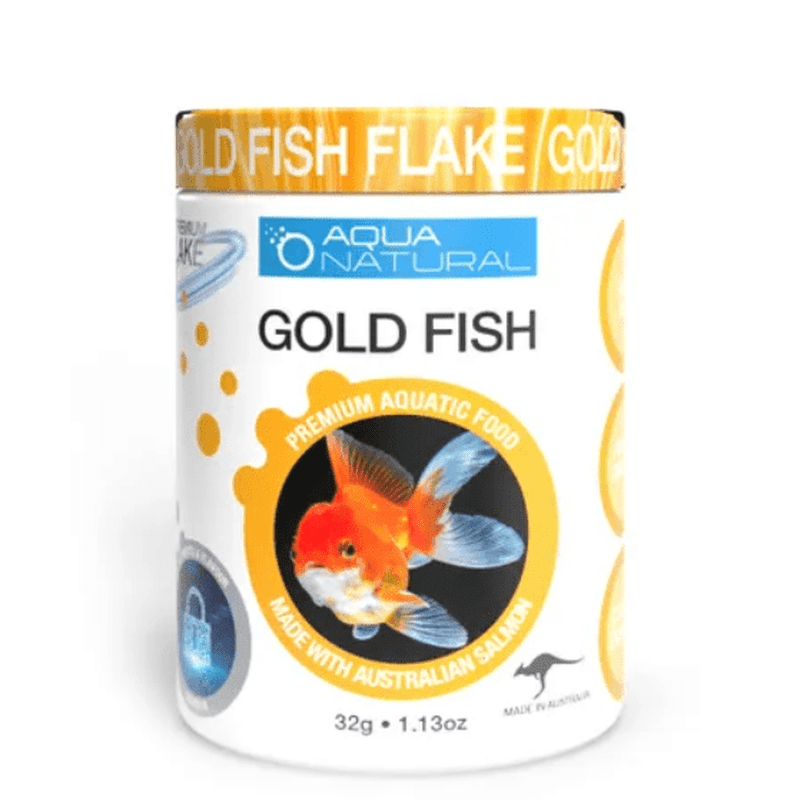 Premium Aqua Natural Goldfish Flake Food - 32g High Protein Diet for Healthy Growth | Ideal for Home Aquariums & Fish Tanks