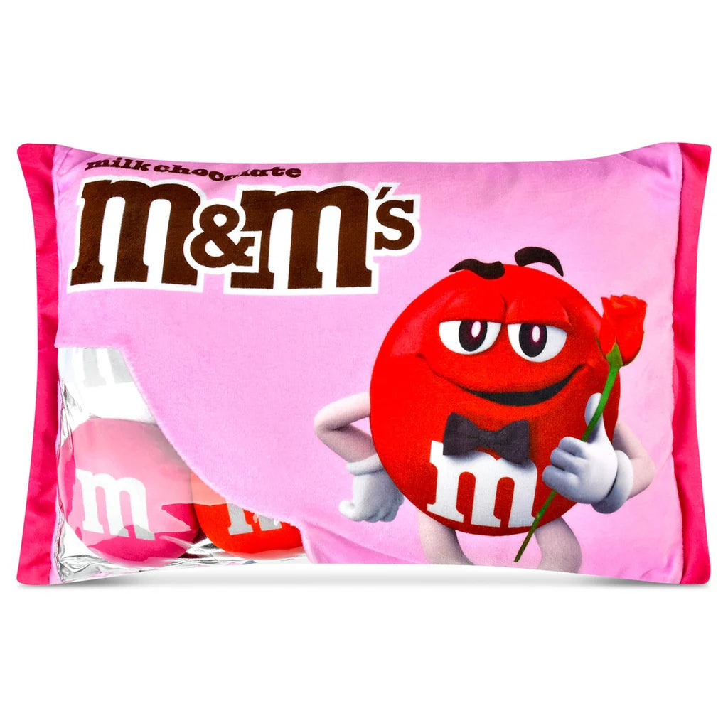 Iscream M&M Valentine's Day Heart-Shaped Throw Pillow - Soft Decorative Cushion for Couples, Bedroom, Sofa & Romantic Gifts
