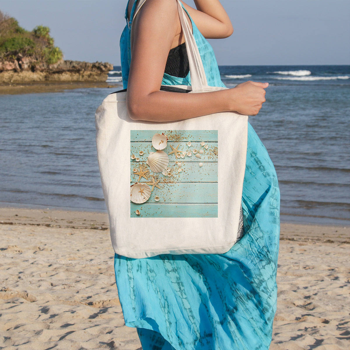 Stylish Large Coastal Beach Tote Bag - Waterproof & Spacious for Women - Perfect for Beach Trips, Poolside, Travel & Shopping