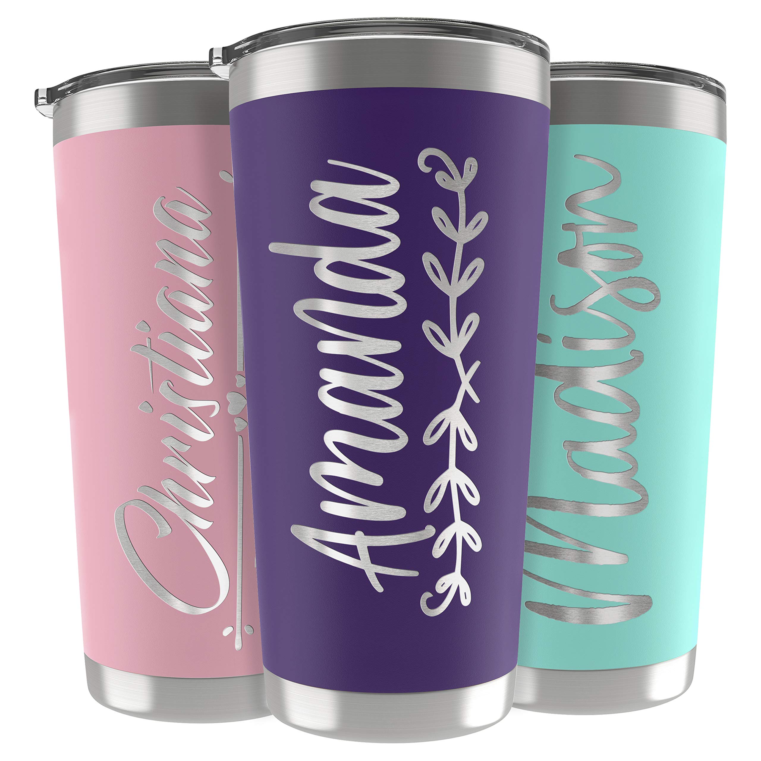 **20oz Custom Stainless Steel Tumbler with Lid & Straw - Personalized Purple Insulated Travel Mug for Women - Perfect for Coffee, Tea & Cold Drinks On The Go**