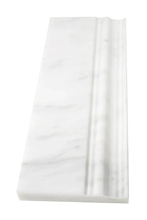 Premium White Marble Baseboard Molding - Classic Oriental Design for Home & Office Decoration - Perfect for Living Rooms, Bedrooms, and Commercial Spaces