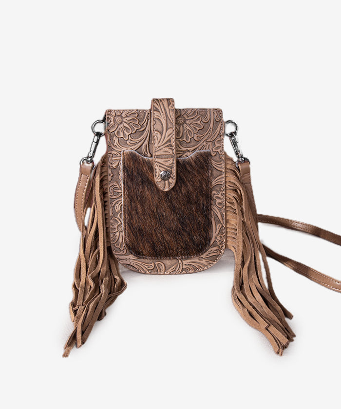 Montana West Genuine Cowhide Fringe Crossbody Phone Purse - Stylish Leather Wallet Case for iPhone & Android - Perfect for Concerts, Shopping & Night Out