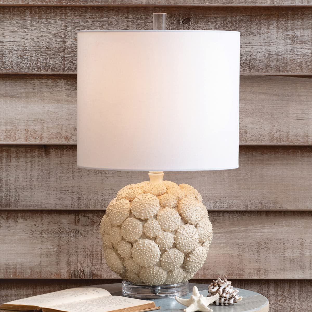 BLACK FOREST DECOR Sea Urchin Accent Lamp - Handmade Glass Table Lamp for Coastal Home Decor, Bedroom Night Light, Living Room Lighting - Perfect for Beach House, Nautical Theme & Spa Ambiance