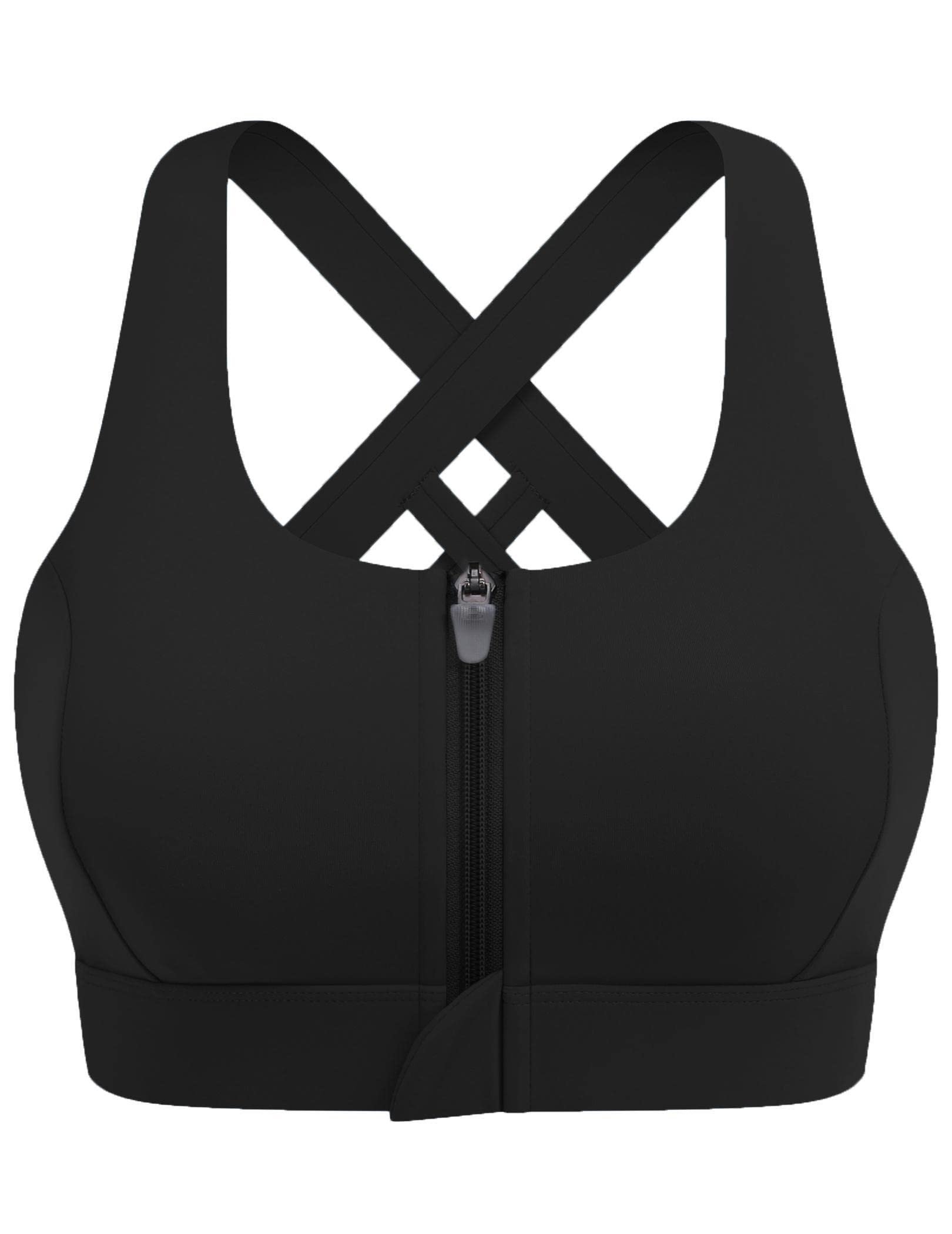 COOrun Women's Longline Sports Bra - Medium Support Adjustable Crisscross Straps Gym Workout Top with Padded Cups for Running, Yoga & Fitness Training