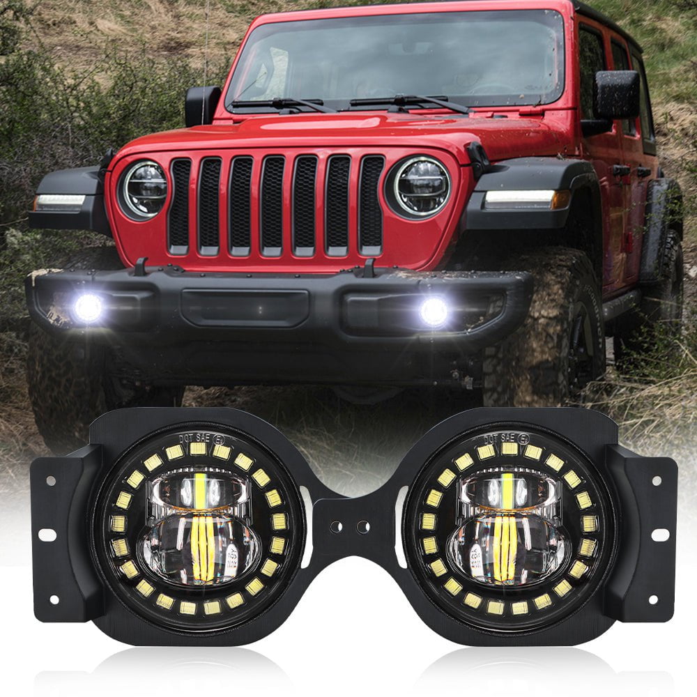 4 Inch LED Fog Lights for 2018 Jeep Wrangler JL - Waterproof & Durable Off-Road Lighting Kit (Pair) | Perfect for Night Driving, Off-Roading & Adventure