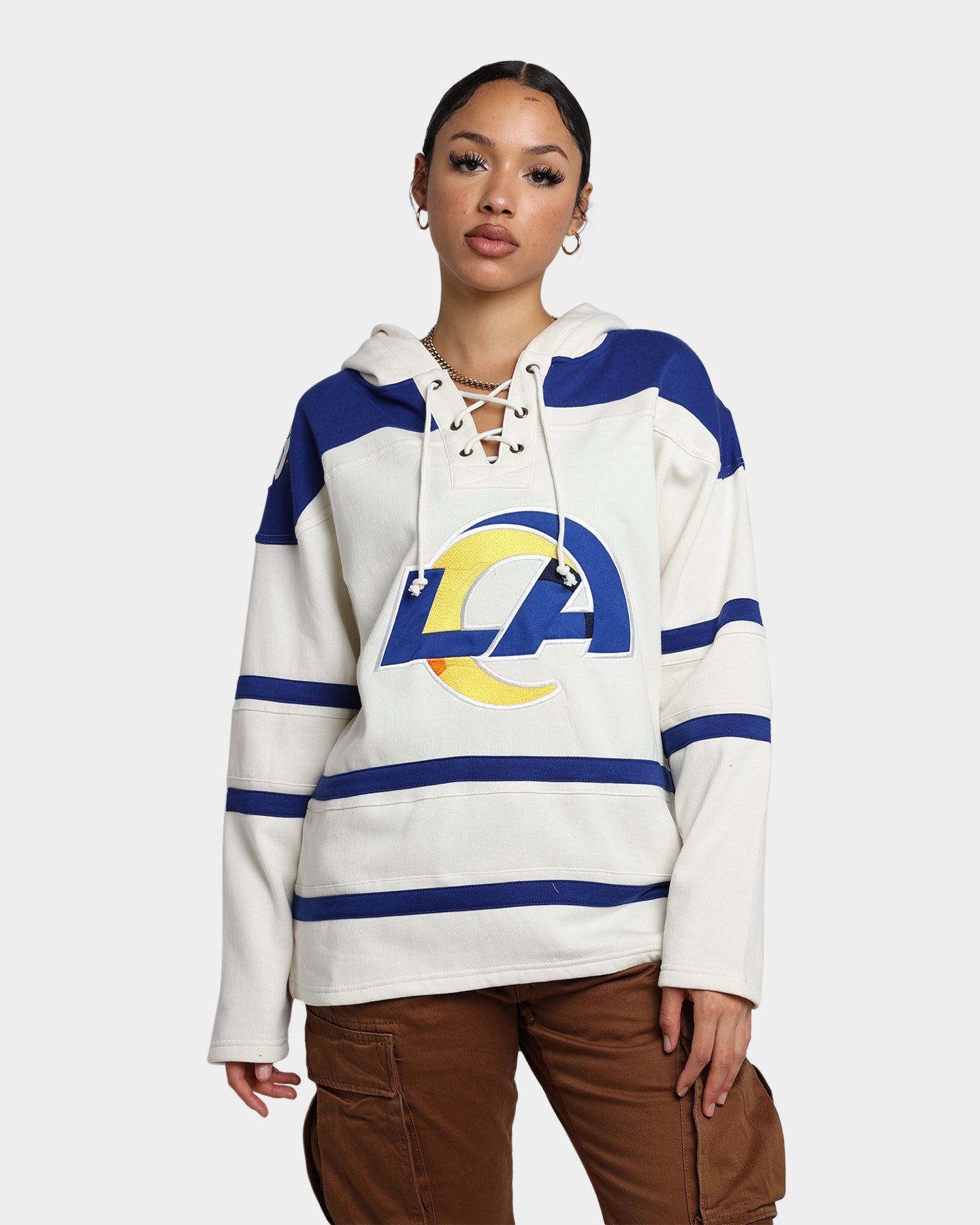 47 Brand Los Angeles Rams Superior Lacer Hoodie - Cream - NFL Fan Apparel for Men & Women - Perfect for Game Day & Casual Wear