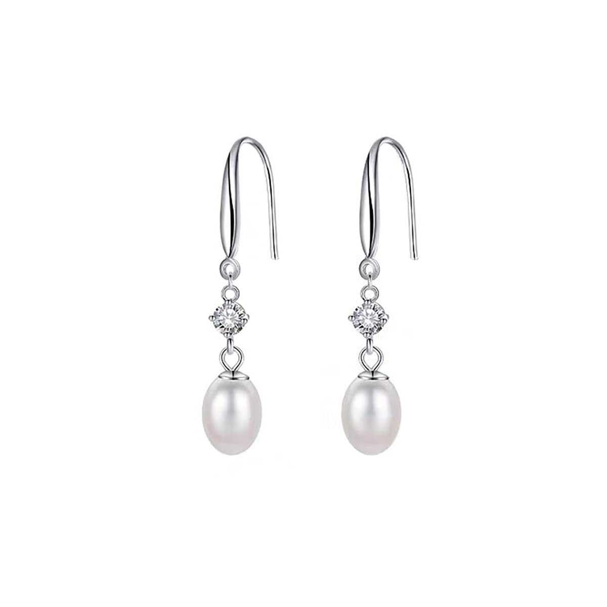 925 Sterling Silver Pearl Drop Earrings for Women - Natural Freshwater Pearl Dangle Earrings | Elegant Wedding, Bridal & Party Jewelry Gift for Her