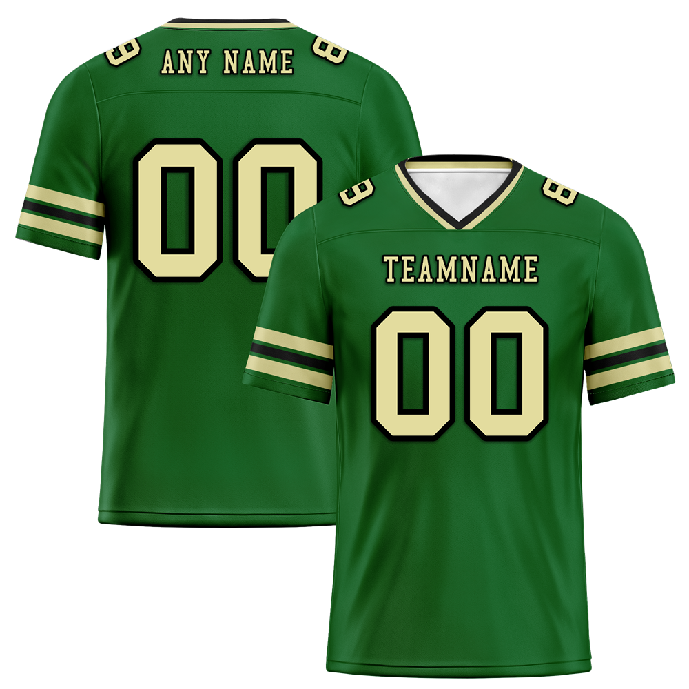 Custom Green & Yellow Striped Personalized Authentic Football Jersey - FBJ02 - Perfect for Game Day, Team Sports & Fan Apparel