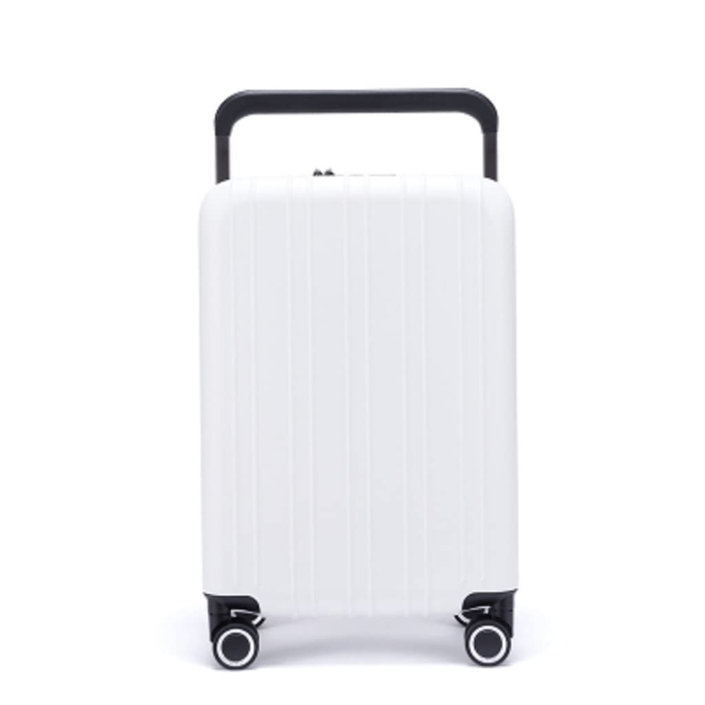 YJTTXS 20 Inch Women's Fashion Travel Suitcase - Wide Drawbar, PC Anti-Theft Luggage with Zipper, Lightweight Carry-On Trolley Case (White) - Perfect for Airplane Travel, Business Trips & Vacation Getaways