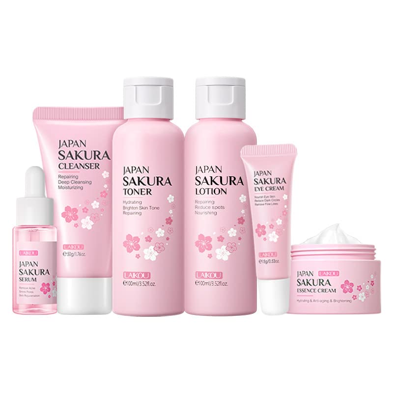 1 Pack Complete Skin Care Set - Deep Cleansing Facial Cleanser, Hydrating Cream, Refining Serum, Firming Eye Cream, Toner & Emulsion | Daily Skincare Routine for Glowing Skin | Perfect for Morning & Night Use