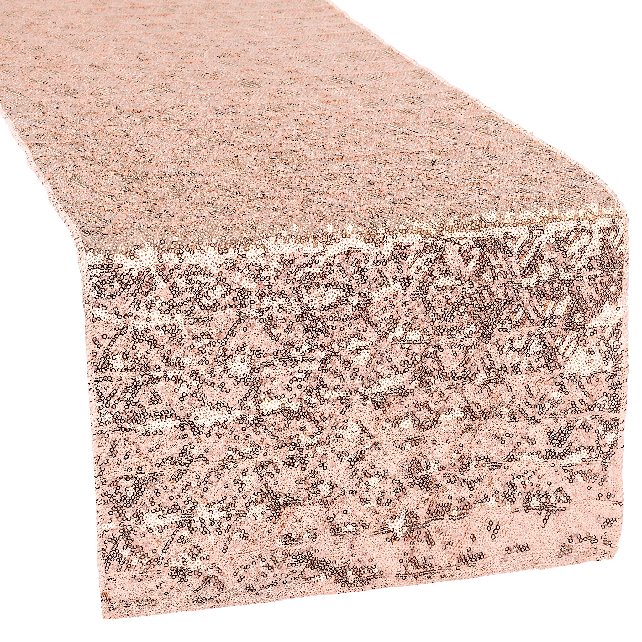 Sparkling Diamond Glitz Sequin Table Runner - Elegant Blush & Rose Gold Wedding Decor for Reception, Party, Holiday & Special Events
