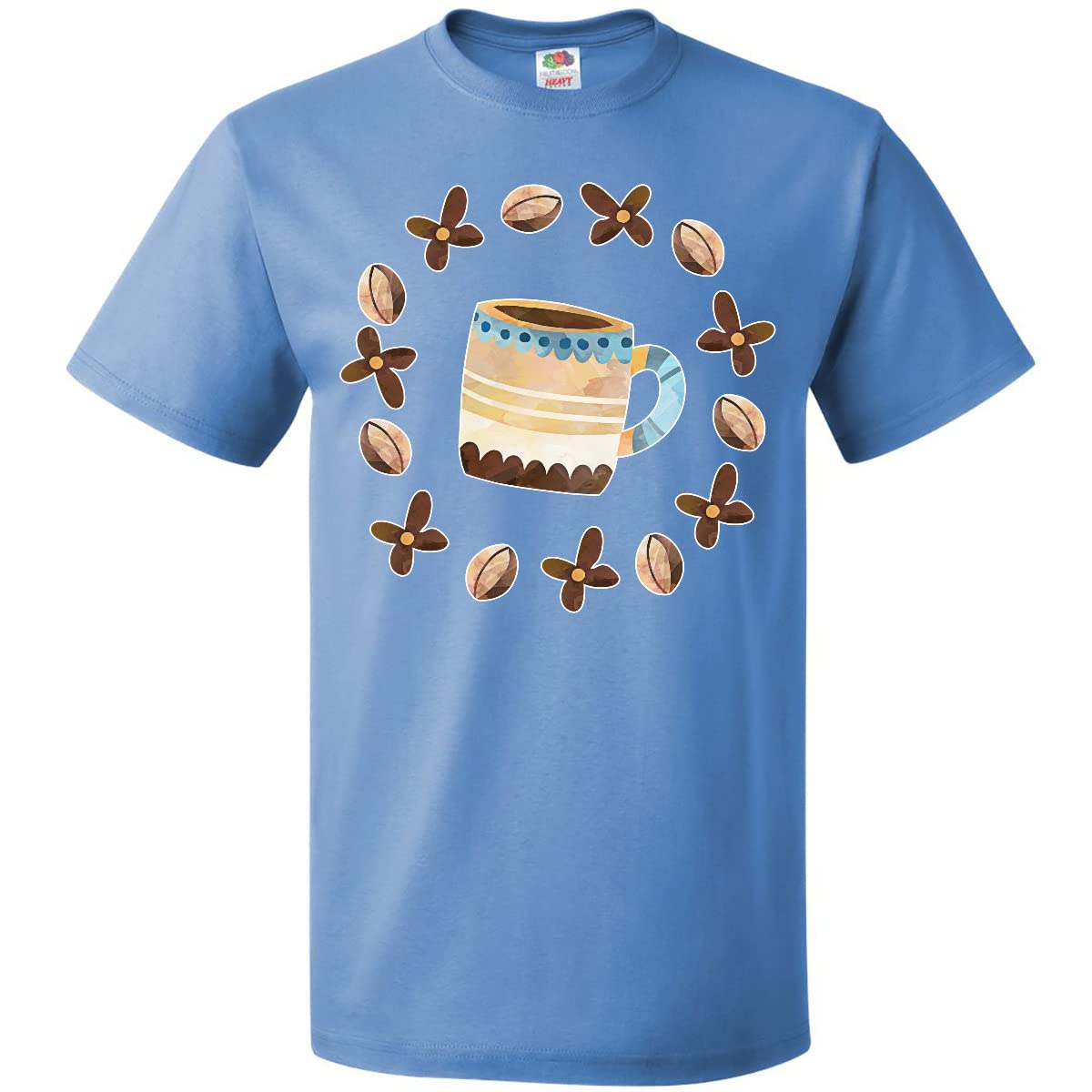 Inktastic Coffee Beans Flower Circle Coffee Cup Graphic T-Shirt - Perfect for Coffee Lovers & Baristas - Casual Wear, Gifts, Cafes