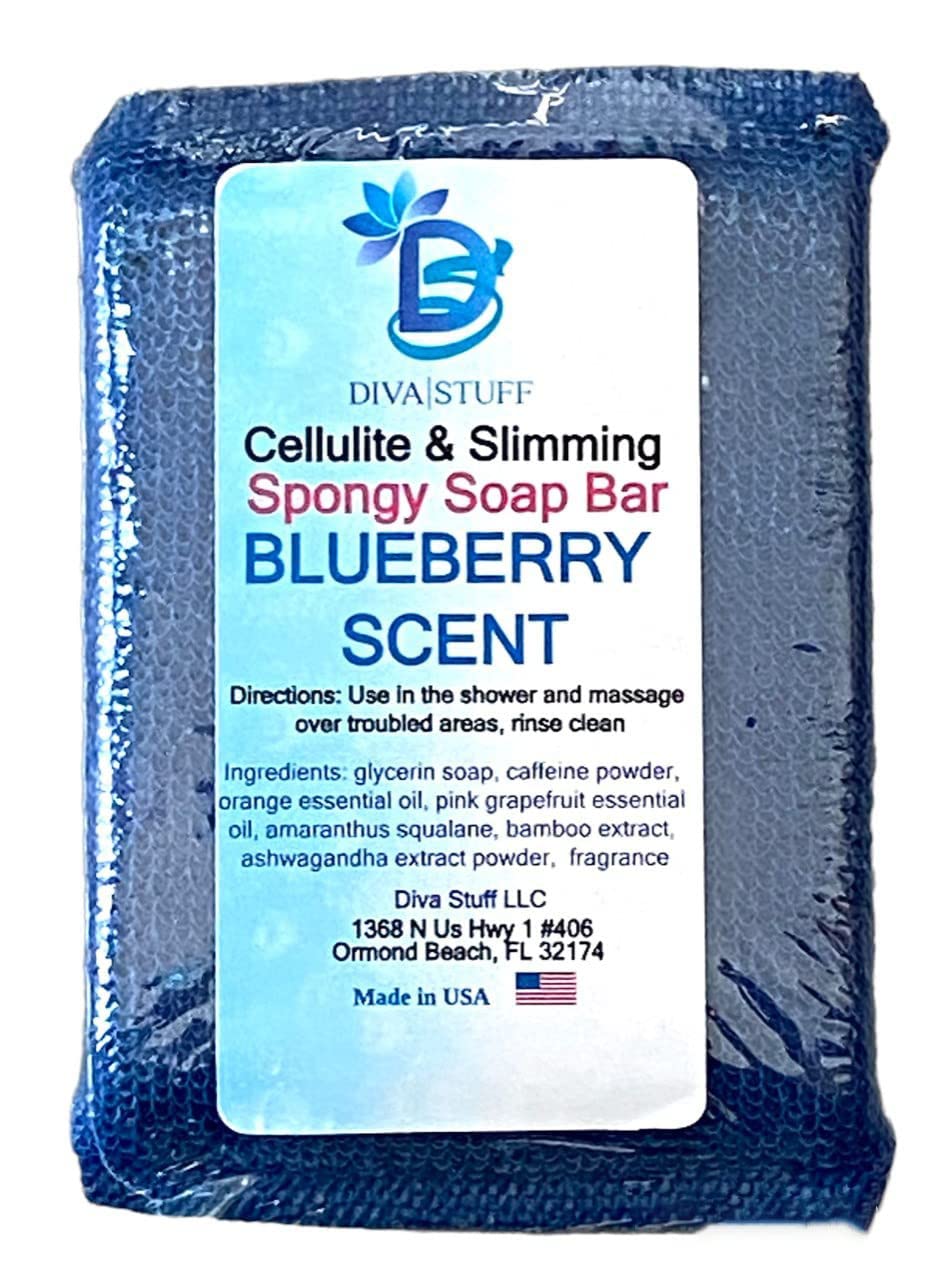 Diva Stuff Anti-Cellulite & Slimming Soap Bar with Blueberry Scent & Bamboo Extract - Detoxifying Body Wash for Spa, Shower & Home Use