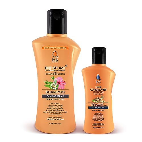 IHA Biospume Shampoo 1L & Conditioner 250ML Combo Set - Natural Herbal Anti-Dandruff & Hair Loss Treatment for Men & Women | Daily Hair Care for Healthy Scalp & Stronger Hair