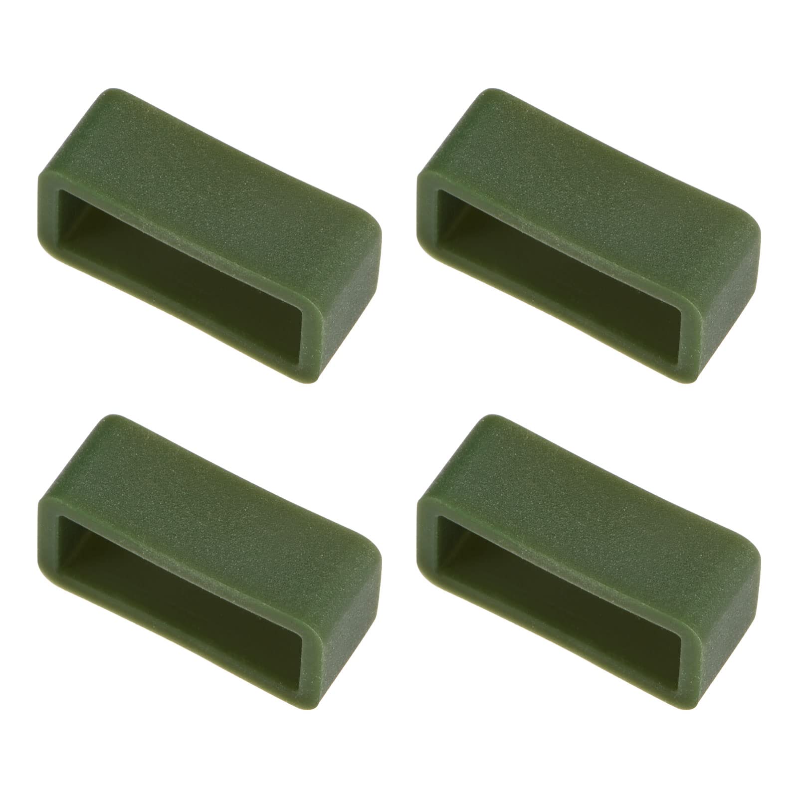 uxcell 16mm Dark Green Silicone Watch Band Strap Loops - 4 Pcs Rubber Replacement Fastener Rings Holder Keeper for Men Women, Perfect for Sports Fitness Outdoor Activities