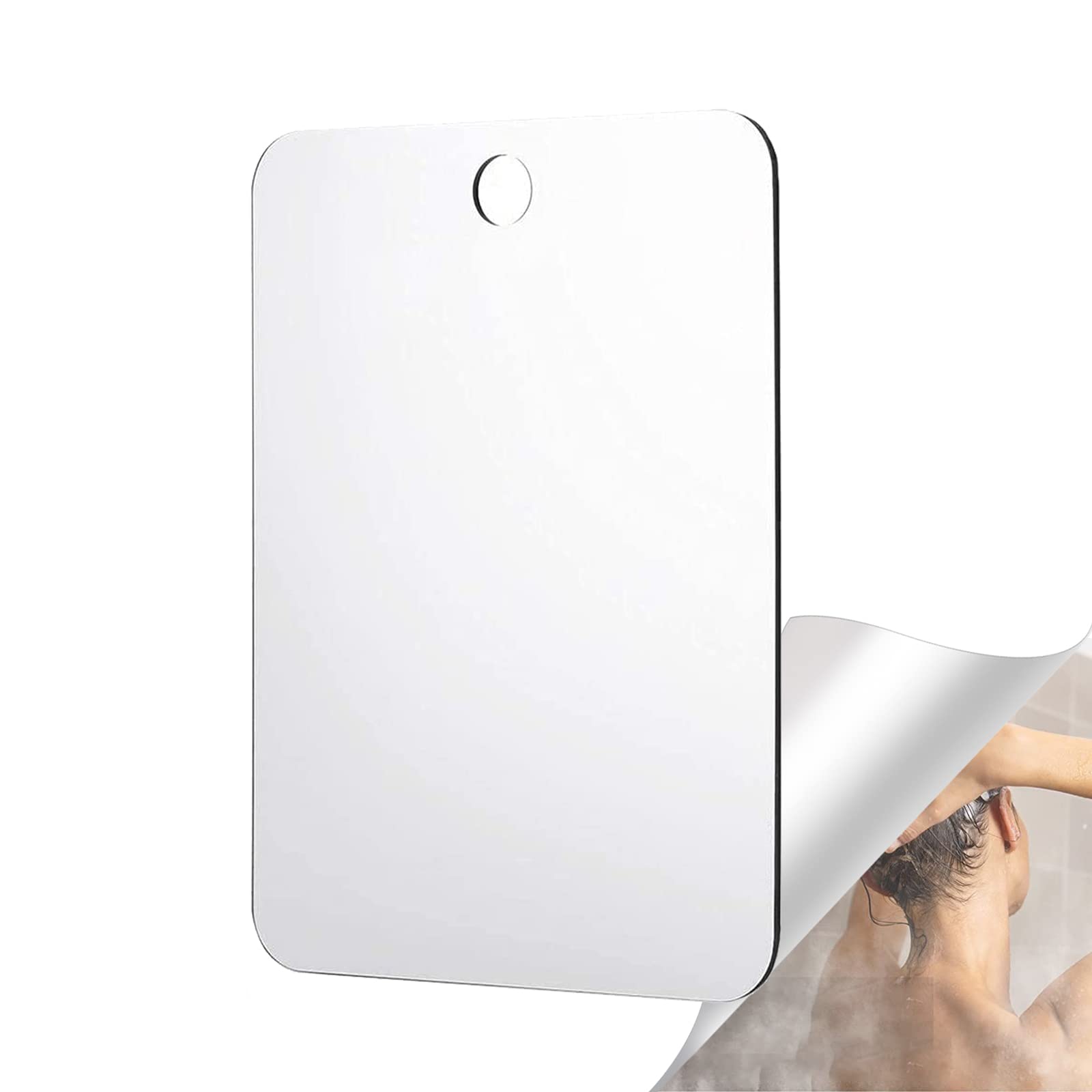 BYGER Fogless Shower Mirror for Shaving - Anti-Fog Bathroom Mirror with Removable Hook - Wall Mounted or Handheld Shatterproof Mirror for Men & Women - Perfect for Shaving, Makeup & Skincare in Shower