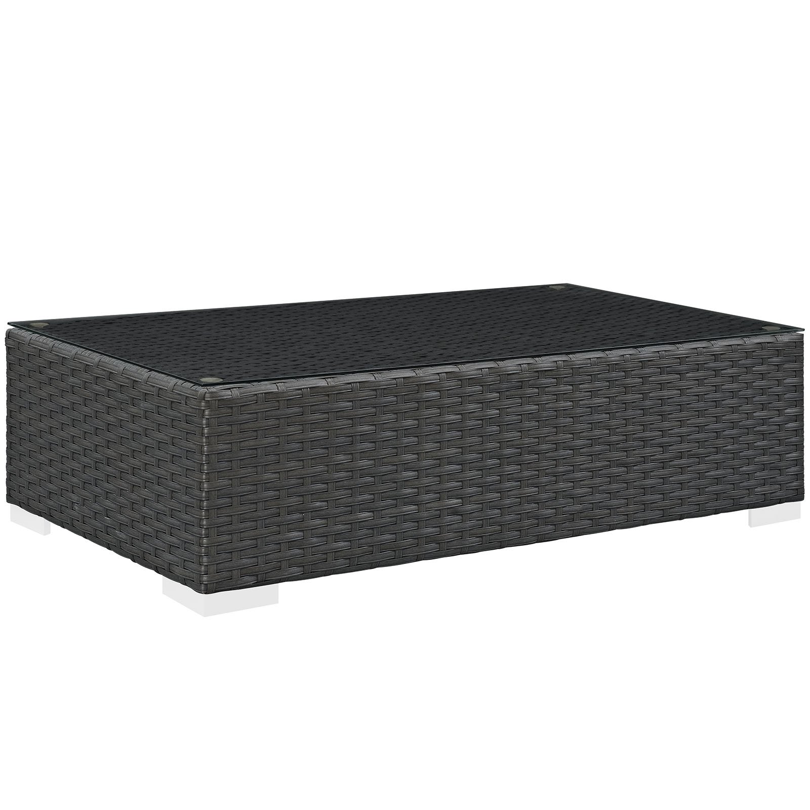 Modway EEI-1852-CHC Sojourn Wicker Rattan Outdoor Patio Coffee Table - Chocolate Brown Weather-Resistant Side Table for Garden, Poolside & Backyard Decor