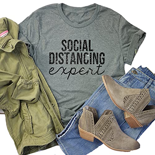 Funny Social Distancing Expert T-Shirt - Anti-Social Humor Unisex Tee for Men & Women | Long Sleeve, Sweatshirt & Hoodie Options by Htownapparel | Perfect for Quarantine, Work From Home & Safe Social Gatherings