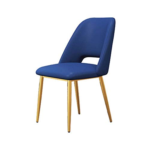 Premium Leather Dining Chairs - Blue Retro Lounge Chairs with Golden Legs for Kitchen, Living Room, Bedroom, Nursery & Guest Room | Comfortable Seating for Home Dining & Relaxation