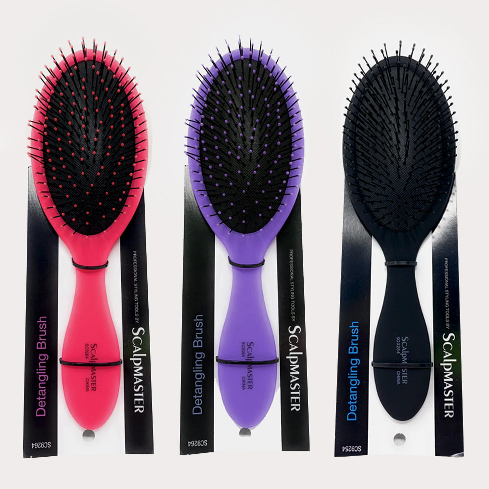 ScalpMaster Detangling Brush - Wide Tooth Cushioned Hair Brush for Wet & Dry Hair - Gentle Knot Remover for Curly, Thick, and Long Hair - Perfect for Home, Travel, and Salon Use