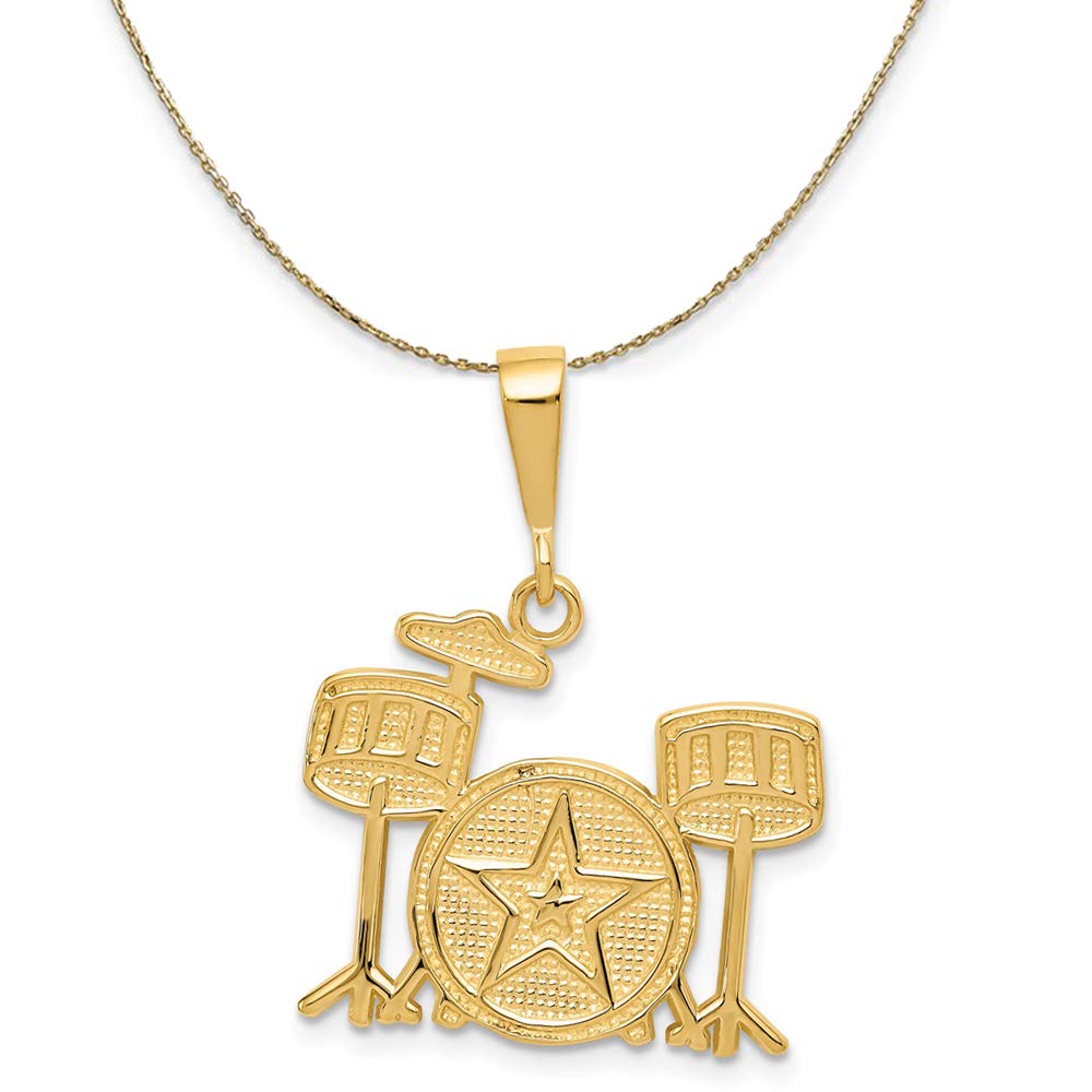 14K Yellow Gold Black Bow Drum Set Necklace - Elegant Jewelry for Women, Perfect for Gifts, Parties, and Special Occasions