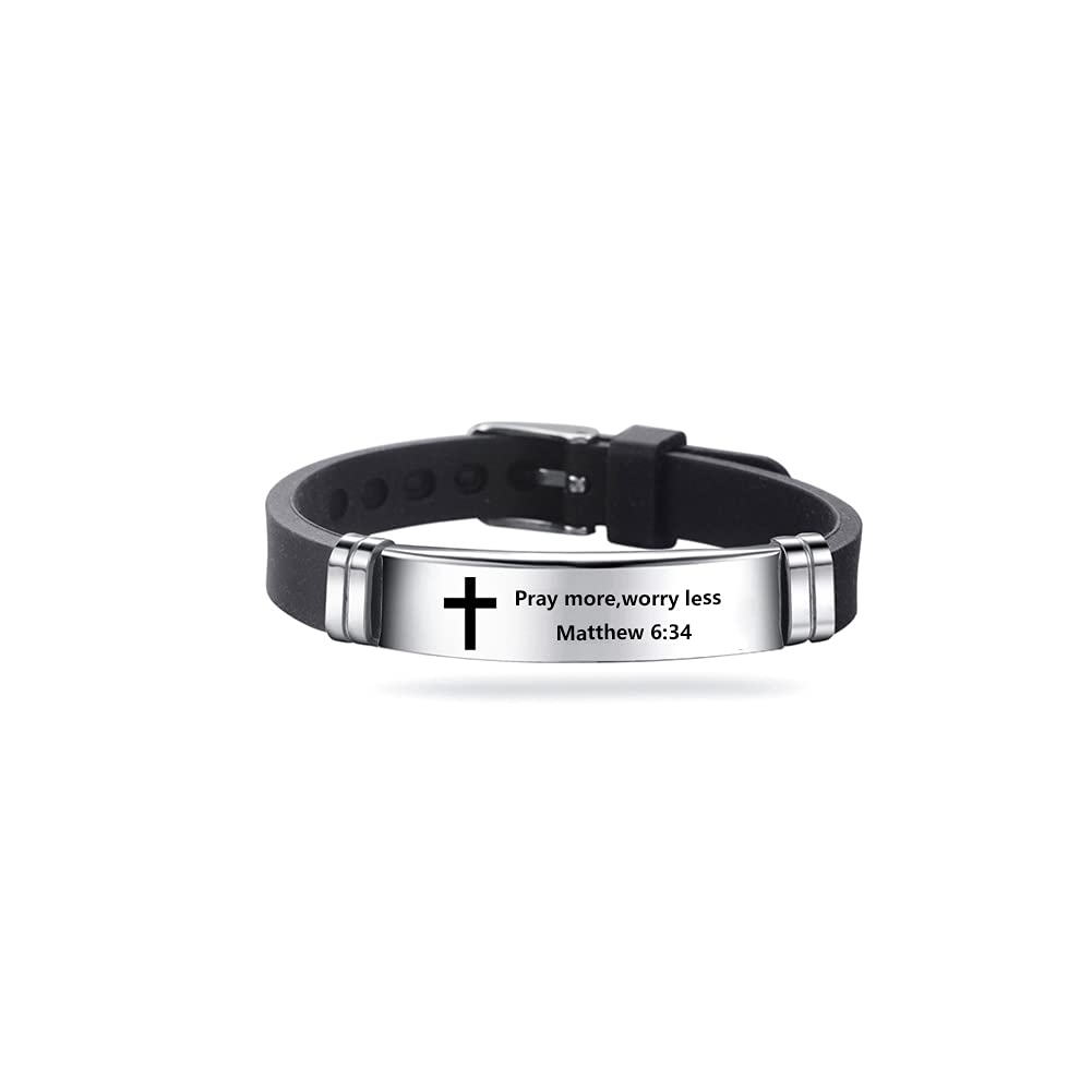 Christian Cross Bible Verse Bracelet - Adjustable Silicone Wristband for Men & Women - Faith Gift for Daily Wear