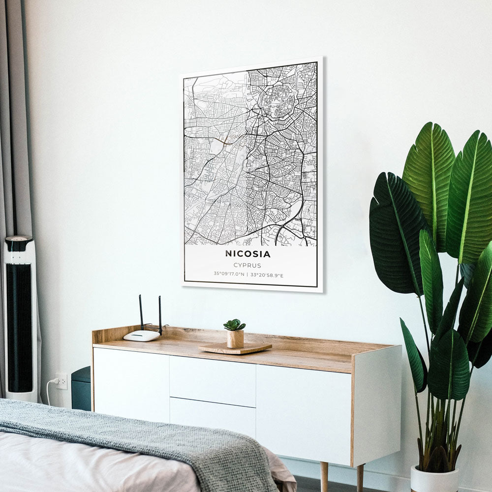 Nicosia Cyprus Map Glass Wall Art - Elegant Home Decor for Living Room, Office & Gifts - Perfect for Travel Lovers & Geography Enthusiasts
