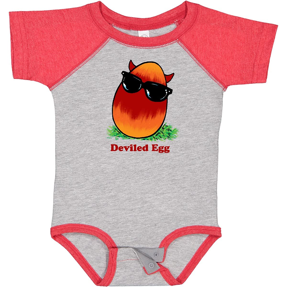 Easter Devil Egg Horns Baby Bodysuit - Funny Red & Orange Printed Onesie for Infants - Perfect for Easter Celebrations, Baby Showers & Holiday Photo Shoots