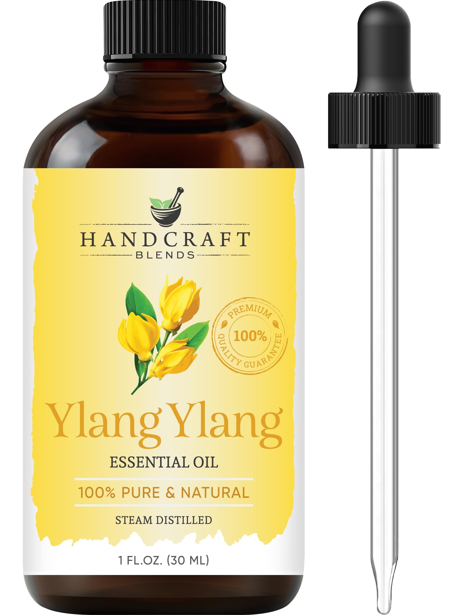 Ylang Ylang Essential Oil - 1 Fl Oz (30ml) - 100% Pure & Natural Therapeutic Grade - Best for Aromatherapy, Diffusers, Massage, Relaxation & Stress Relief