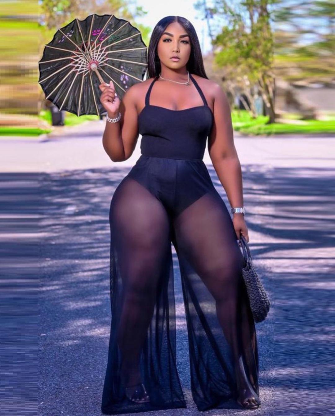 Chantel Sheer Wide Leg Jumpsuit for Women - Elegant Black Lace Romper with Flowy Palazzo Pants | Perfect for Date Night, Evening Parties & Summer Vacations