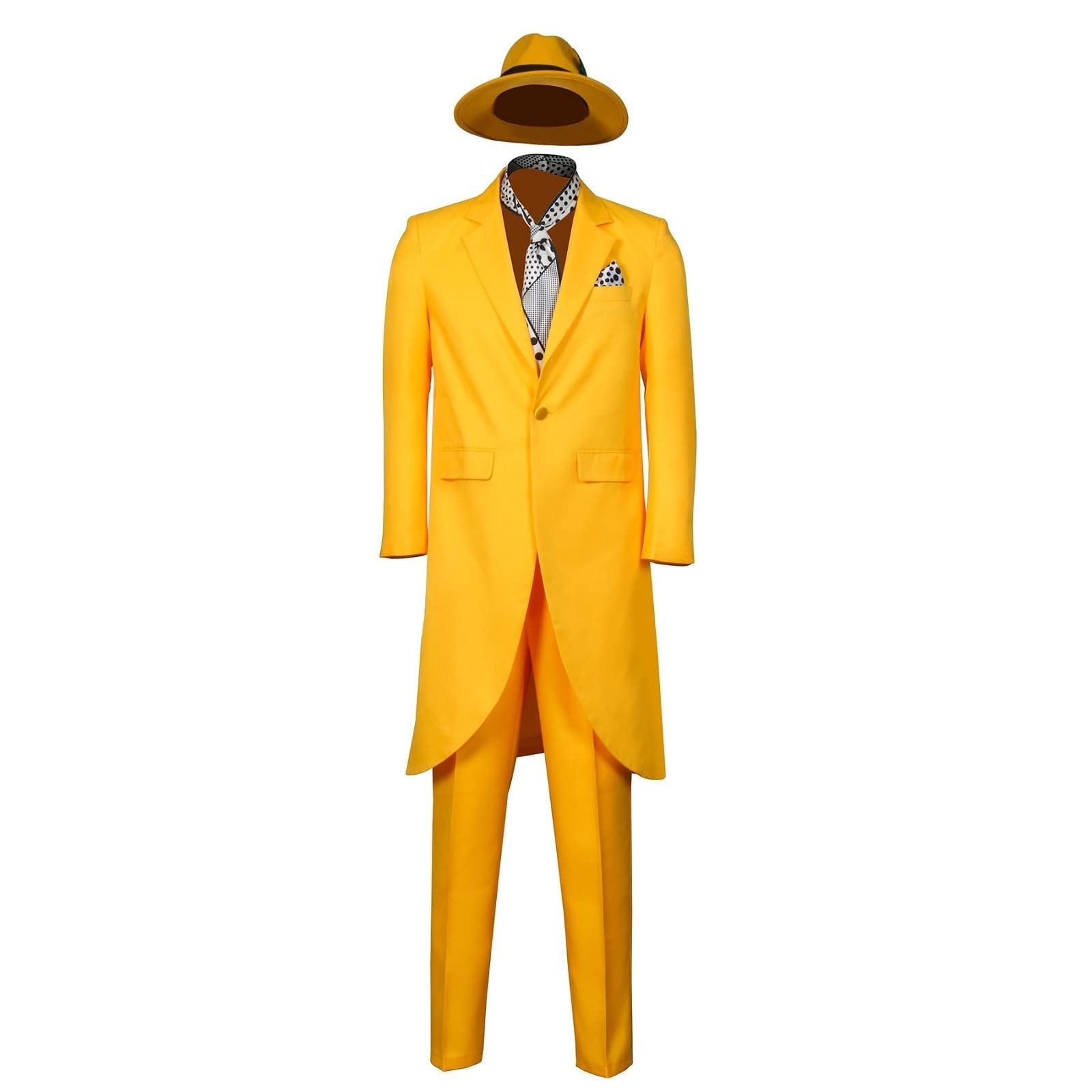 LiuzilaiST Men's Jim Carrey Mask & Yellow Suit - 90s Comedy Movie Character Costume for Halloween Cosplay, Fancy Dress Party & Themed Events