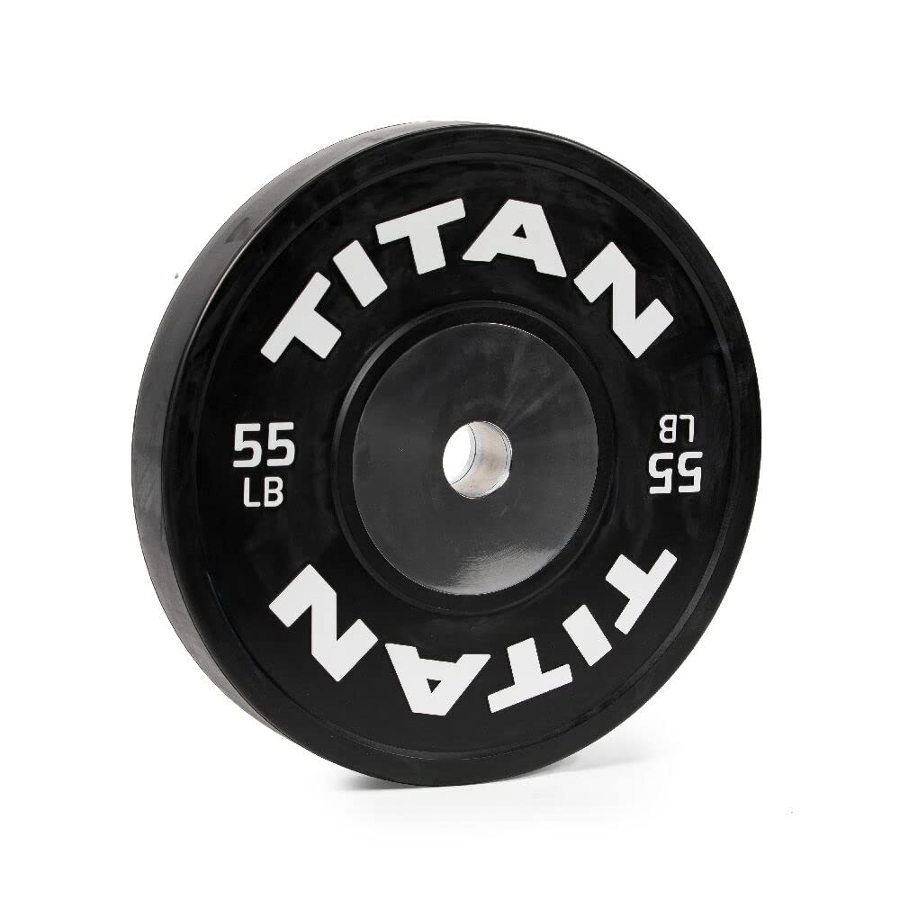 Titan Fitness 55 LB Elite Olympic Bumper Plate - Competition Weight Plates with Rubber & Steel Insert - Perfect for CrossFit, Powerlifting & Home Gym Workouts - Sold Individually