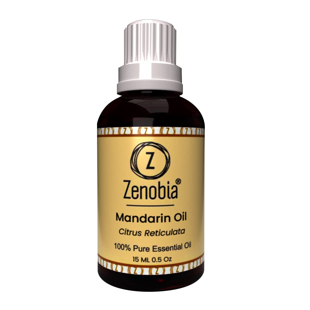 Zenobia Mandarin Essential Oil - 100% Pure Natural Therapeutic Grade for Hair, Beard, Skin & Body Care - Promotes Shine & Hydration - 15ml - Perfect for Aromatherapy, Massage & DIY Beauty Products
