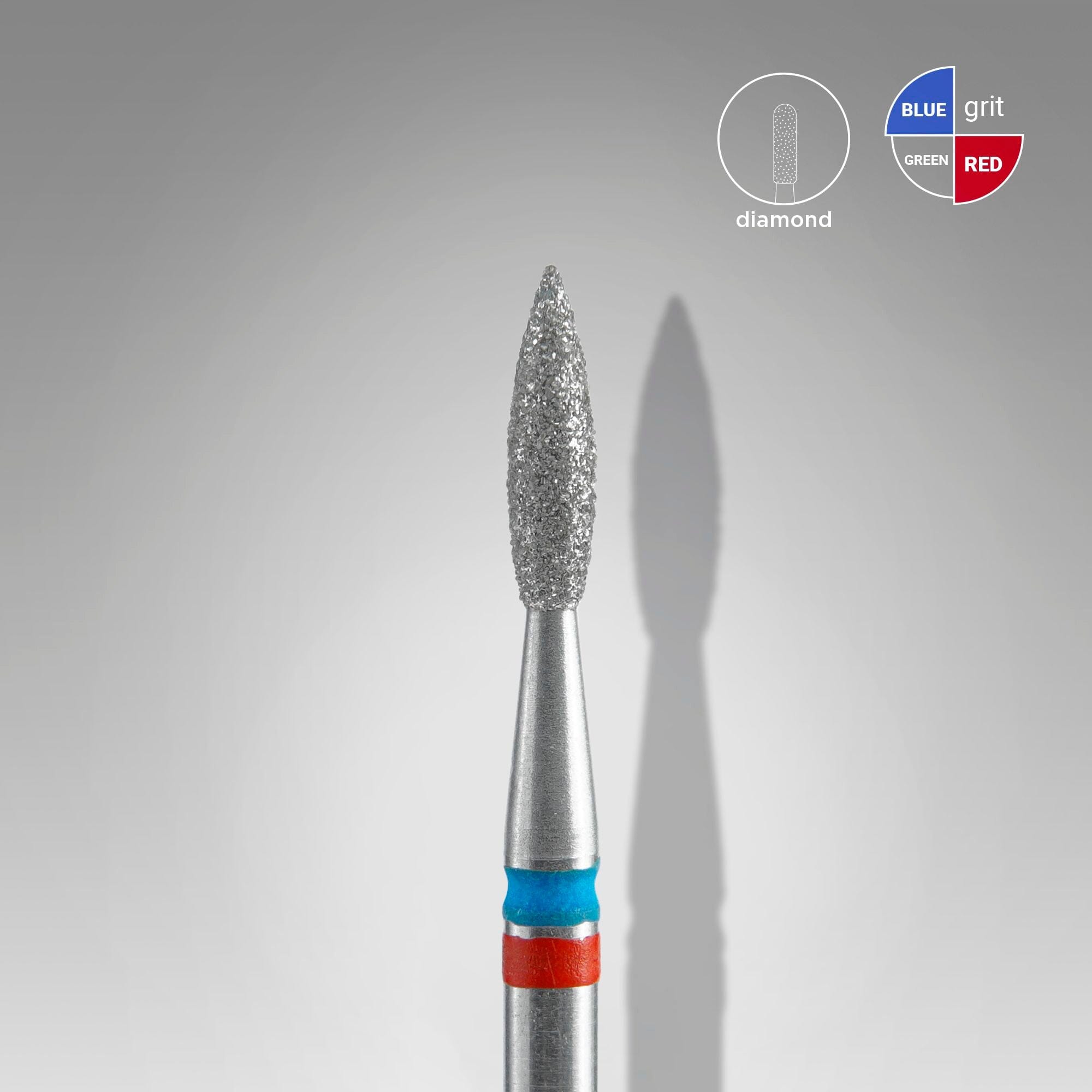 Staleks Diamond Nail Drill Bit DUO - Pointed Flame Red & Blue (2.1mm) for Professional Nail Art & Acrylic Extension | Perfect for Salon & Home Manicure