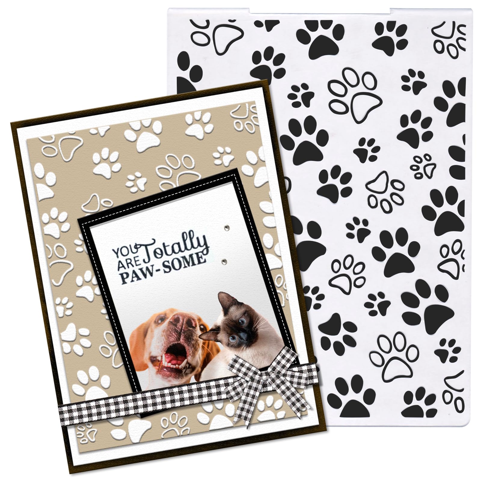 Dog & Cat Paw Print Plastic Embossing Folders for Card Making | DIY Scrapbooking Templates | Photo Album & Craft Decoration Molds | Perfect for Pet-Themed Greeting Cards, Memory Books & Handmade Gifts