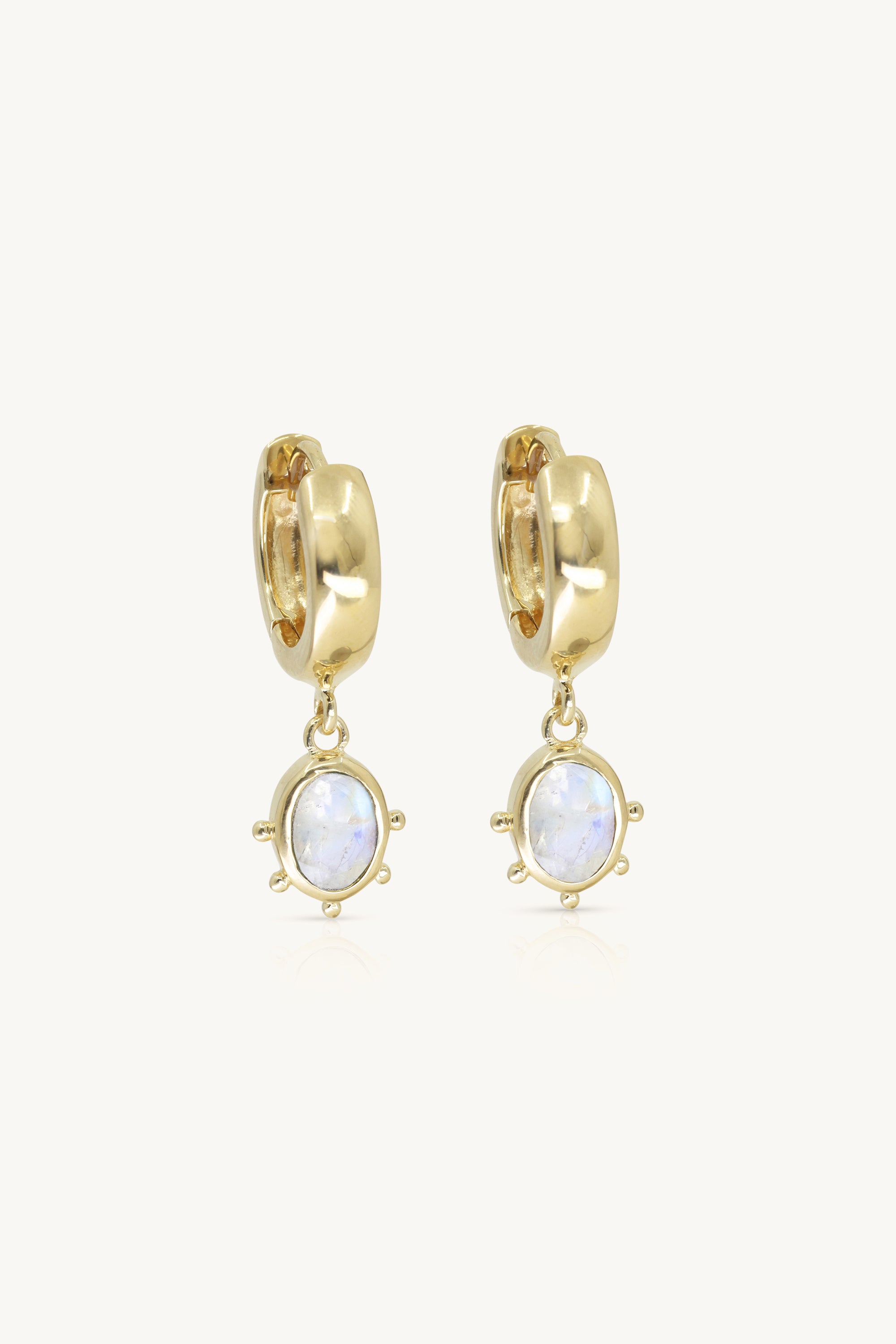 GIA Certified Moonstone Gold Huggie Earrings for Women - Perfect for Everyday Wear, Parties & Special Occasions