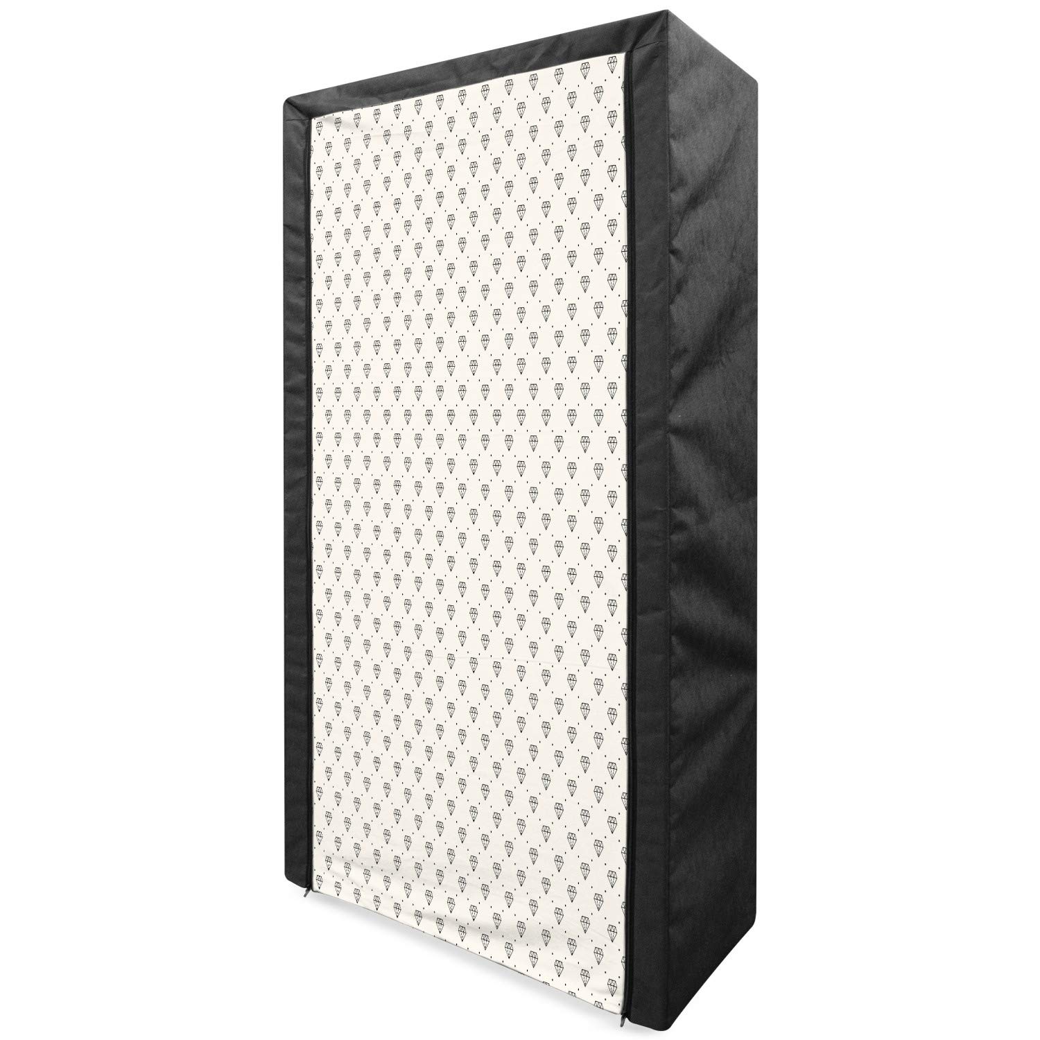 Ambesonne Portable Fabric Wardrobe with Diamond & Polka Dot Design - 33.5