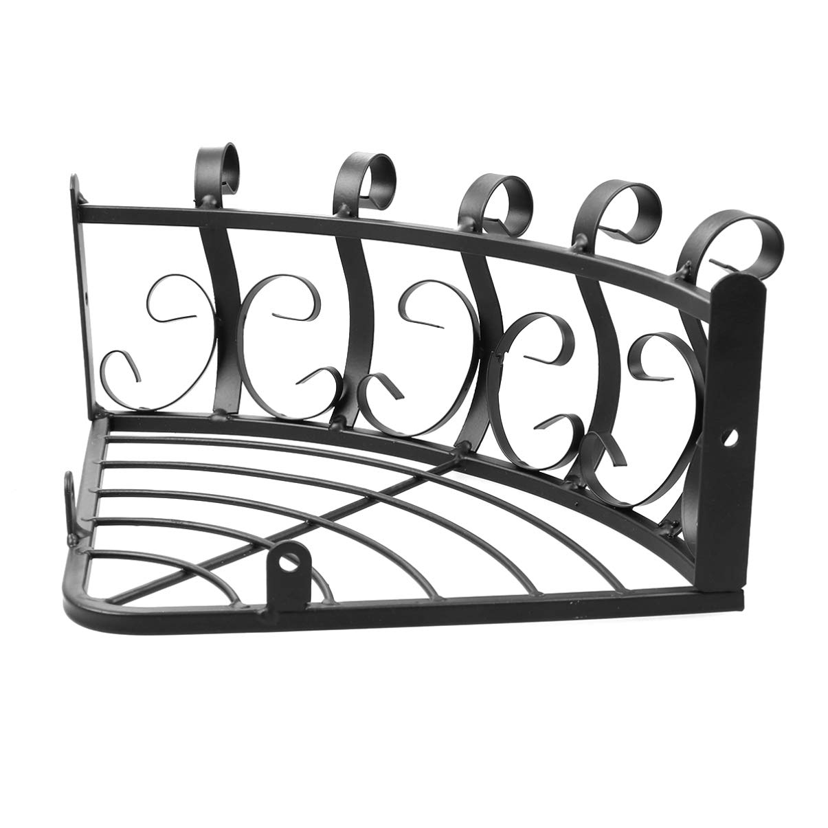 Metal Flower Pot Holder - Wall Mounted Corner Shelves & Railing Planter Bracket for Garden, Balcony, Porch - Black | Outdoor Plant Hanger Basket for Fence Decor & Vertical Gardening