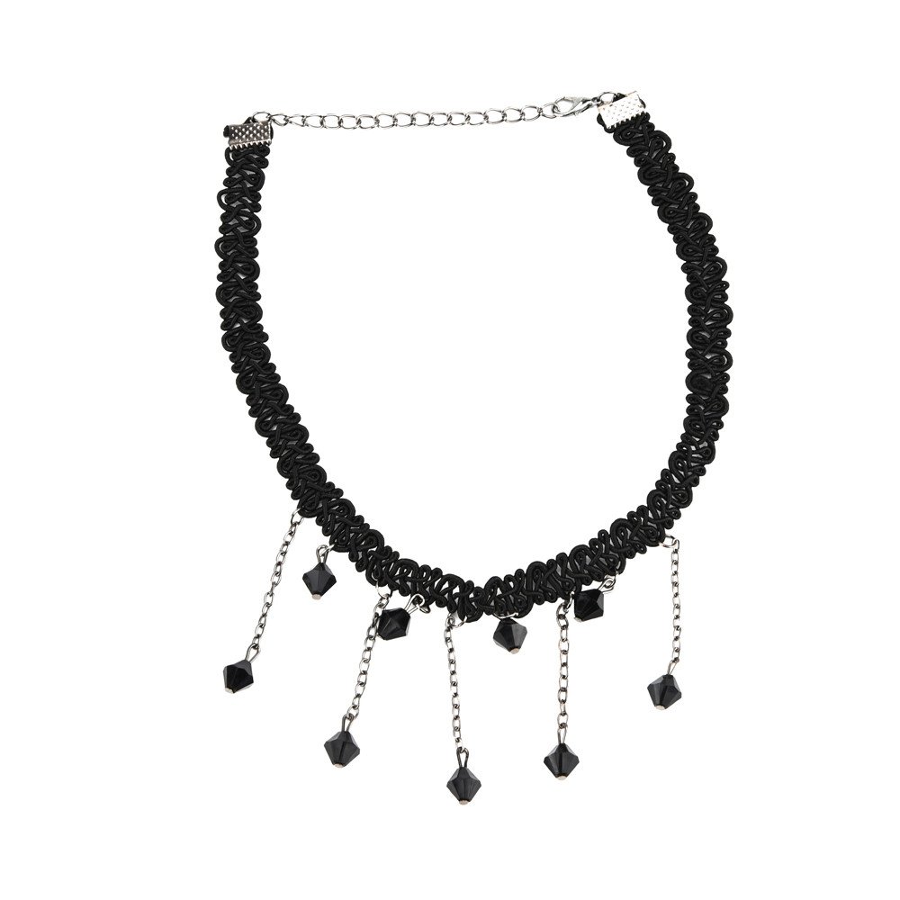 Elegant Women's Tassel Pendant Necklace - Black Beaded Bib Choker Collar Jewelry for Women | Perfect for Parties, Weddings & Evening Events